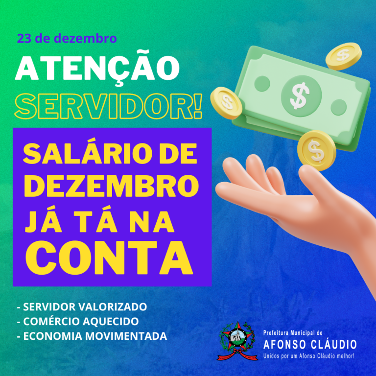 Prefeitura antecipa pagamento e servidores receberão nesta sexta-feira (23)