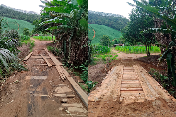 Prefeitura reconstrói ponte de madeira no Alto Guandu