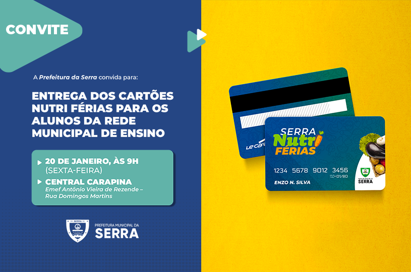 Alunos da Serra recebem cartão alimentação nesta sexta (20)