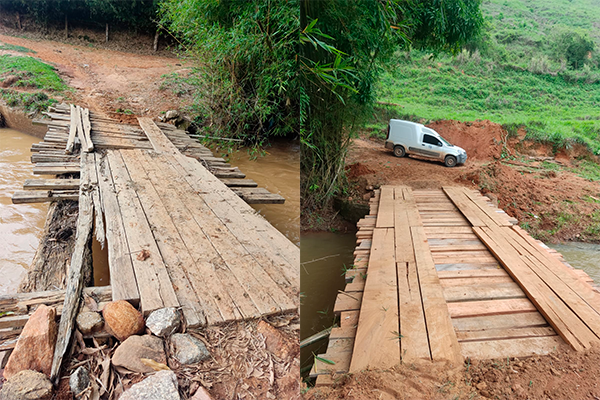 Prefeitura reconstrói ponte de nove metros de cumprimento na Comunidade do Km 18