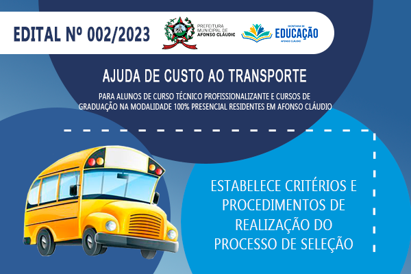 Edital Nº 002/2023 – Ajuda de custo ao transporte universitário e técnico