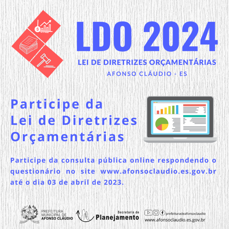 Prefeitura de Afonso Cláudio abre consulta pública para elaboração da LDO 2024
