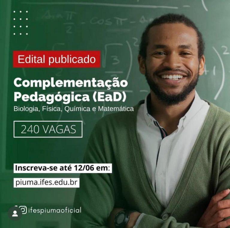 IFES abre inscrições para Curso de Complementação Pedagógica a distância com 40 vagas para Afonso Cláudio