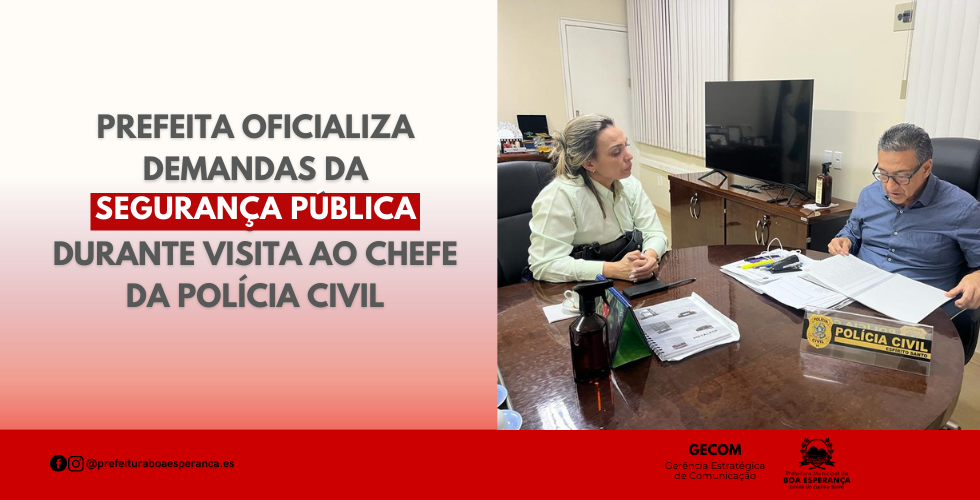 Prefeita Fernanda Milanese Oficializa Demandas da Segurança Pública Durante Visita ao Gabinete do Dr. Arruda, Chefe da Polícia Civil