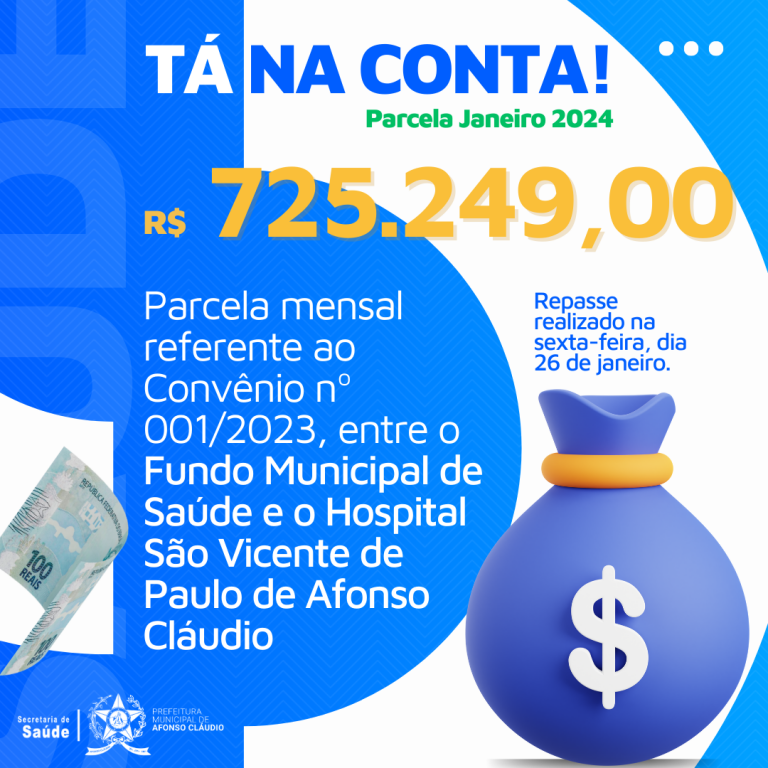 Prefeitura de Afonso Cláudio realiza repasse mensal de mais R$ 725 mil para o Hospital São Vicente de Paulo