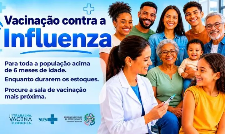 Espírito Santo amplia vacinação contra a influenza para toda a população acima de 6 meses